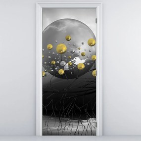 Fotótapéta ajtóra - Arany absztrakt gömbök (95x205cm)