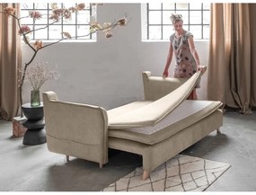 Bézs bársony kinyitható kanapé 225 cm Charming Charlie – Miuform