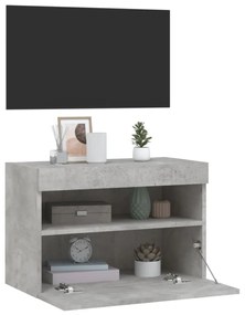 betonszürke falra szerelhető TV-szekrény LED-del 60x30x40 cm