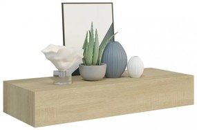 tölgyszínű MDF falra szerelhető fiókos polc 60 x 23,5 x 10 cm