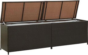 Barna Polyrattan Kerti Tárolóláda 200 X 50 X 60 Cm