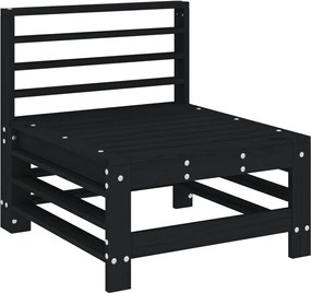 vidaXL fekete tömör fenyőfa kerti középső kanapé