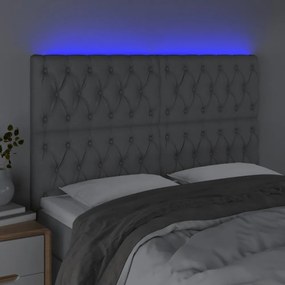 világosszürke szövet LED-es fejtámla 144x7x118/128 cm