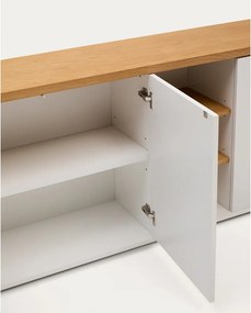 Fehér komód tölgyfa dekorral 180x75x36 cm Abilen – Kave Home