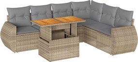 vidaXL 7 részes bézs polyrattan kerti ülőgarnitúra párnákkal
