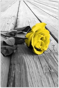 Poszterek 60x90 Sárga rózsa a deszkákon