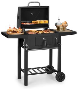 Klarstein Meat Machine, faszenes grill, 45 x 32,5 cm, hőmérő, kerekek, fekete