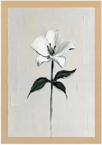 Poszter Keret Fa Olaj Impasto Természet Virág Fehér Liliom 40x60