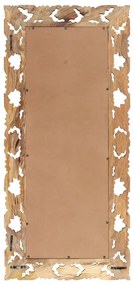kézzel faragott barna tömör mangófa tükör 110 x 50 cm