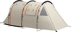 Outsunny Alagút Sátor, 5 Fős Családi Sátor 2 Szobával, Oldalsó Ablakokkal, Hordtáskával, 3000 mm Vízálló, Kerthez, Kempinghelyhez, Khaki | Aosom