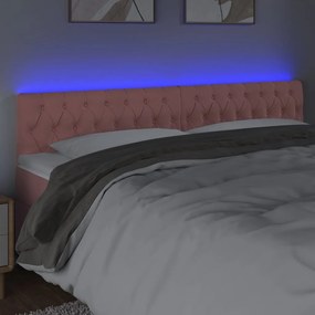 rózsaszín bársony LED-es fejtámla 180 x 7 x 78/88 cm