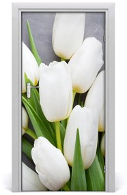 Poszter tapéta ajtóra fehér tulipán 95x205 cm