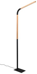 Fekete-natúr színű LED állólámpa fa búrával (magasság 169,5 cm) Norris – Trio
