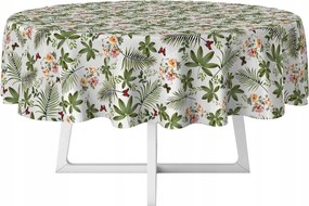 Cerata Abrosz Szürke Virágok Levelek Pillangók Kerek Vastag Kör 120 cm