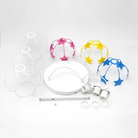 Gyerek csillár zsinóron STARS 3xE27/15W/230V kék/rózsaszín/sárga