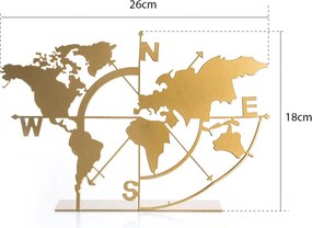 World Map - Gold arany fém dísztárgy