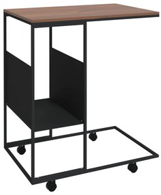 Fekete szerelt fa kisasztal kerekekkel 55x36x63,5 cm