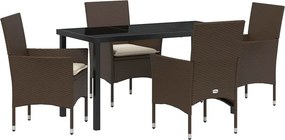 vidaXL Kert étkező szett párnával 5 pcs Barna polirattan
