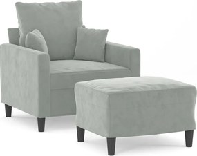 vidaXL világosszürke bársony kanapéfotel lábtartóval 60 cm