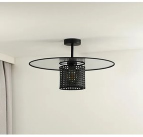 Duolla - Felületre szerelhető csillár TOKYO RATTAN 1xE27/15W/230V átm. 50 cm fekete/ezüst