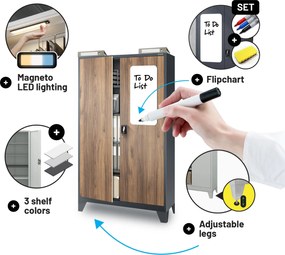 Fém irodai iratszekrény JAN II, Eco Design: antracit/dió