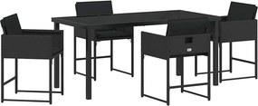 vidaXL Kert étkező szett 5 pcs Fekete polirattan