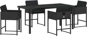 vidaXL Kert étkező szett 5 pcs Fekete polirattan