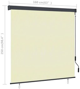 krémszínű kültéri roló 160 x 250 cm