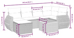 7 részes vegyes bézs polyrattan kerti ülőgarnitúra párnákkal
