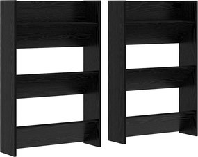 vidaXL Cipőszekrény 2 pcs Fekete tölgy 60 x 18 x 90 cm Faanyag