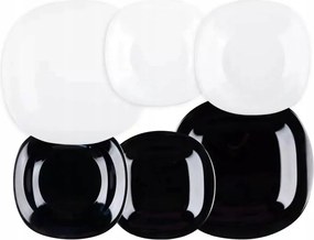 Ebédlőtál Szögletes Luminarc 19 El Fekete-fehér Tányér 6 Személyes