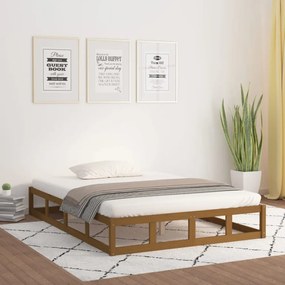 mézbarna tömör fa ágykeret 150x200 cm (King Size)
