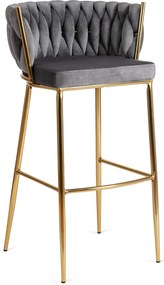 Elegáns Bárszék Szürke Bársony Kárpittal. FLORES 2