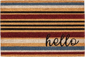 Belső lábtörlő cipőhöz kókuszszőnyeg otthonra Hello csíkos