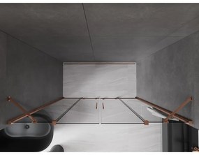 Mexen Velar Duo, tolózuhanyajtó 200 cm-re nyitható, 8 mm-es szürke üveg, rózsaszín arany, 871-200-000-42-60