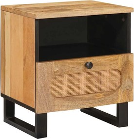 vidaXL Éjjeliszekrény Természetes 40 x 33 x 46 cm Tömör Mangófát
