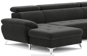 CATANIA U alakú, jobbos, grafit sarok ülőgarnitúra tárolóval, ággyá nyitható