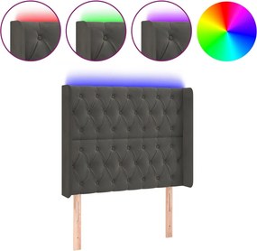 vidaXL sötétszürke bársony LED-es fejtámla 93x16x118/128 cm