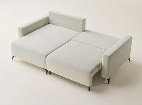 Krémszínű zsenília kinyitható-tárolóhelyes sarokkanapé (bal oldali-heverő résszel) Leon – Maison de Rêve