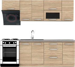 Konyhabútor 2,4 m, tölgy sonoma, NOVA PLUS