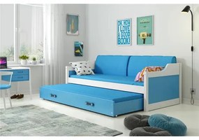 Gyermek kanapé ágy David kihúzható ággyal 90x200 cm - fehér Kék