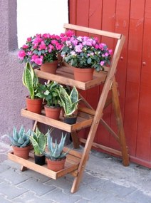 ROJAPLAST Fából készült polcos ültető barna