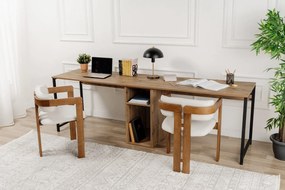 Kétszemélyes tanulóasztal polcokkal – Atlantic Pine &amp; Fekete, 240 cm
