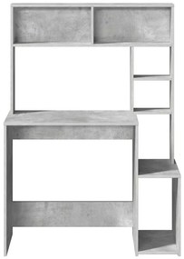vidaXL betonszürke szerelt fa íróasztal polcokkal 100x45x140 cm