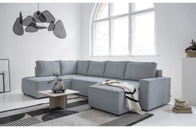 Világosszürke kordbársony kinyitható sarokkanapé (bal oldali-U alakú) Brave Dave – Miuform