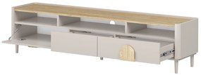 Amilio RTV szekrény 200 cm - kasmír / olajozott tölgy / világos tölgy fogantyú