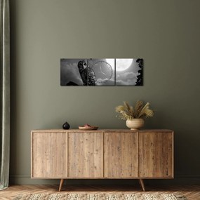 Kép - Éjjeli bagoly, fekete-fehér (órával) (90x30 cm)
