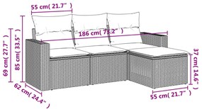 vidaXL 4 részes bézs polyrattan kerti ülőgarnitúra párnákkal