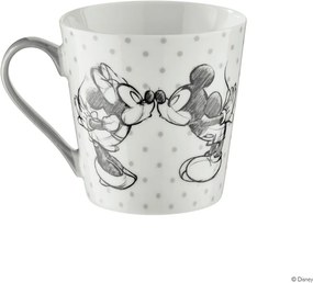 DISNEY bögre, Mickey & Minnie pöttyös szürke füllel 350ml
