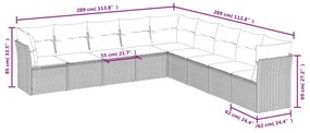 9 részes bézs polyrattan kerti ülőgarnitúra párnákkal